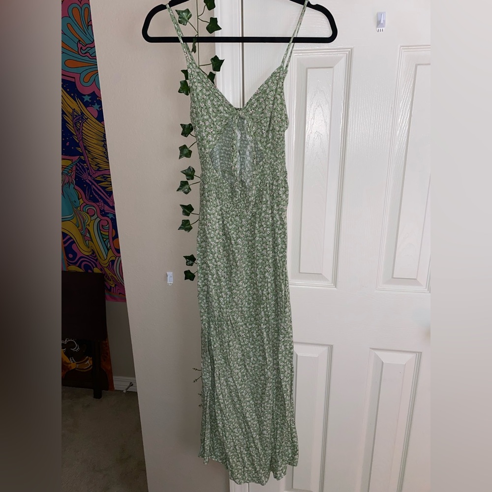 Flowy green floral dress